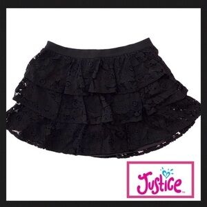JUSTICE Girl’s Black Lace Tiered Ruffle Skort
